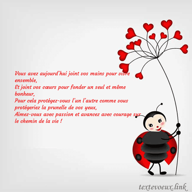 Carte de vœux avec coccinelle Vous avez aujourd’hui joint vos mains pour vivre e Carte de vœux avec coccinelle