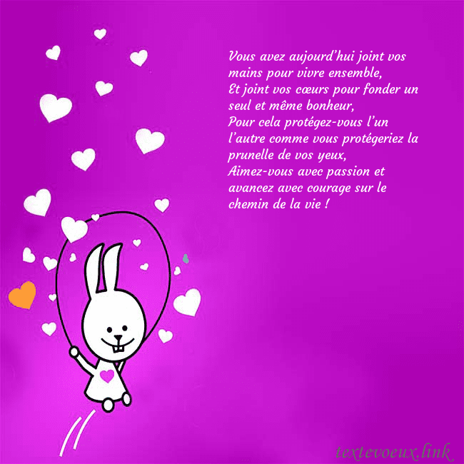 Carte de voeux avec un drôle de lapin Vous avez aujourd’hui joint vos mains pour vivre e Carte de voeux avec un drôle de lapin