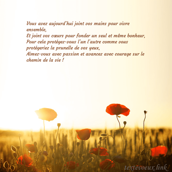 Carte postale électronique avec soleil et champ de coquelicots Vous avez aujourd’hui joint vos mains pour vivre e Carte postale électronique avec soleil et champ de coquelicots