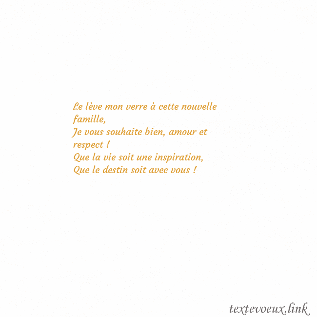E-Carte avec coeur doré animé Le lève mon verre à cette nouvelle famille,
Je vo E-Carte avec coeur doré animé