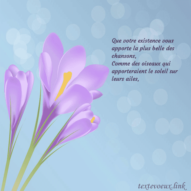 Cartes de vœux avec crocus Que votre existence vous apporte la plus belle des Cartes de vœux avec crocus