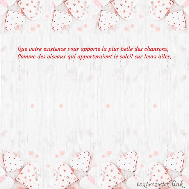 Carte de vœux avec coeurs blancs Que votre existence vous apporte la plus belle des Carte de vœux avec coeurs blancs