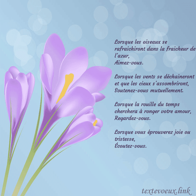 Cartes de vœux avec crocus Lorsque les oiseaux se rafraichiront dans la fraic Cartes de vœux avec crocus