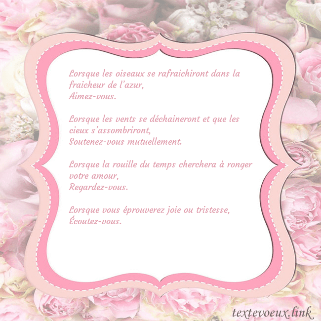 Carte de voeux - cadre rose Lorsque les oiseaux se rafraichiront dans la fraic Carte de voeux - cadre rose