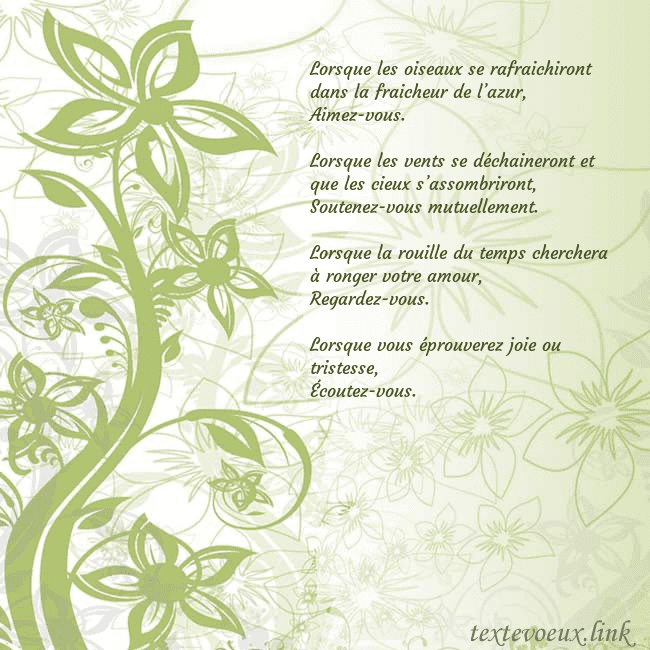 Carte de voeux avec des fleurs peintes en vert Lorsque les oiseaux se rafraichiront dans la fraic Carte de voeux avec des fleurs peintes en vert