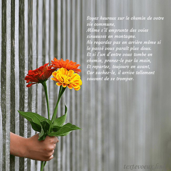 Carte électronique avec un bouquet de fleurs Soyez heureux sur le chemin de votre vie commune,
Carte électronique avec un bouquet de fleurs