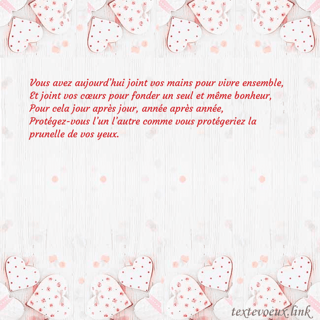 Carte de vœux avec coeurs blancs Vous avez aujourd’hui joint vos mains pour vivre e Carte de vœux avec coeurs blancs