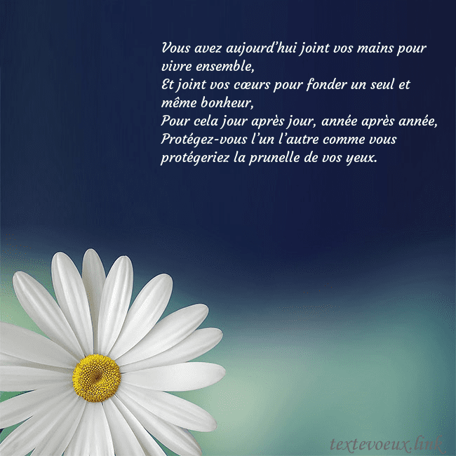 Carte postale avec une grande marguerite Vous avez aujourd’hui joint vos mains pour vivre e Carte postale avec une grande marguerite