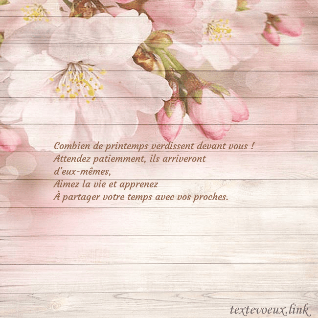 Carte de voeux avec des fleurs de pommier Combien de printemps verdissent devant vous !
Atte Carte de voeux avec des fleurs de pommier
