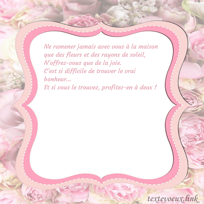 Carte de voeux - cadre rose Ne ramener jamais avec vous à la maison que des fl Carte de voeux - cadre rose