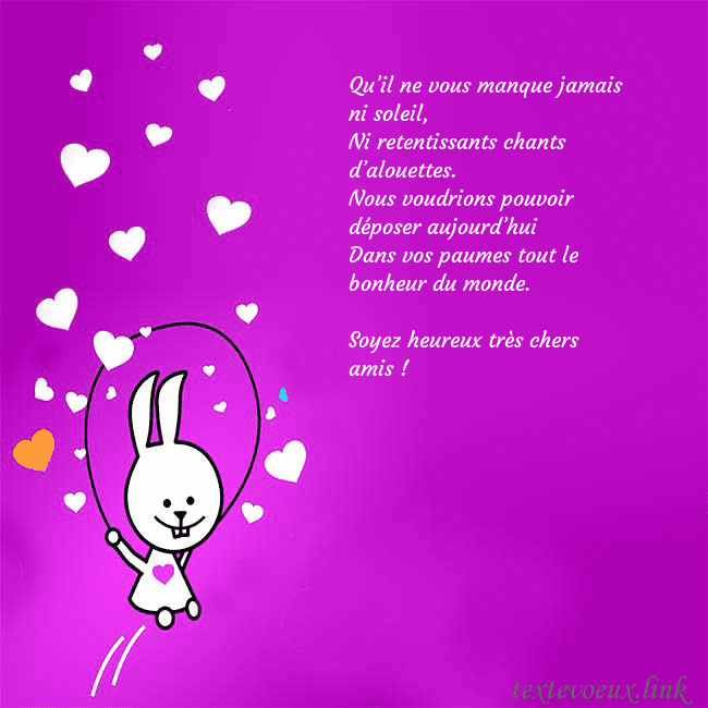 Carte de voeux avec un drôle de lapin Qu’il ne vous manque jamais ni soleil,
Ni retentis Carte de voeux avec un drôle de lapin