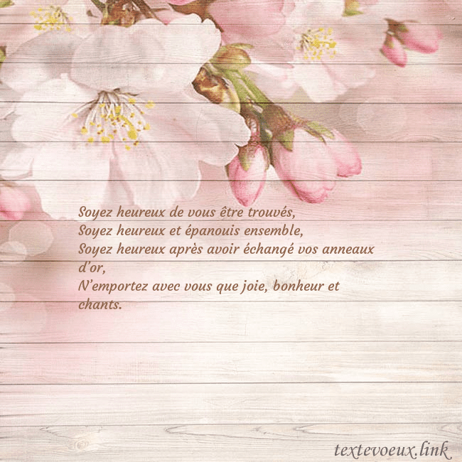 Carte de voeux avec des fleurs de pommier Soyez heureux de vous être trouvés,
Soyez heureux Carte de voeux avec des fleurs de pommier