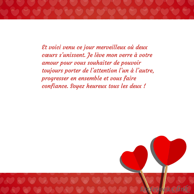Carte de vœux avec coeurs rouges 2 Et voici venu ce jour merveilleux où deux cœurs s’ Carte de vœux avec coeurs rouges 2