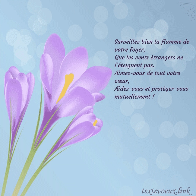 Cartes de vœux avec crocus Surveillez bien la flamme de votre foyer,
Que les Cartes de vœux avec crocus