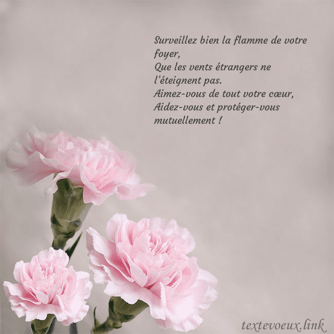 Carte de voeux avec oeillets roses Surveillez bien la flamme de votre foyer,
Que les Carte de voeux avec oeillets roses