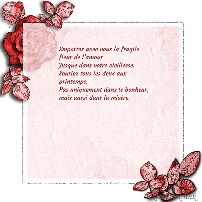 Carte de voeux avec des roses dans les coins Emportez avec vous la fragile fleur de l’amour
Ju Carte de voeux avec des roses dans les coins