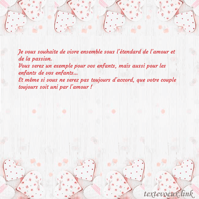 Carte de vœux avec coeurs blancs Je vous souhaite de vivre ensemble sous l’étendard Carte de vœux avec coeurs blancs