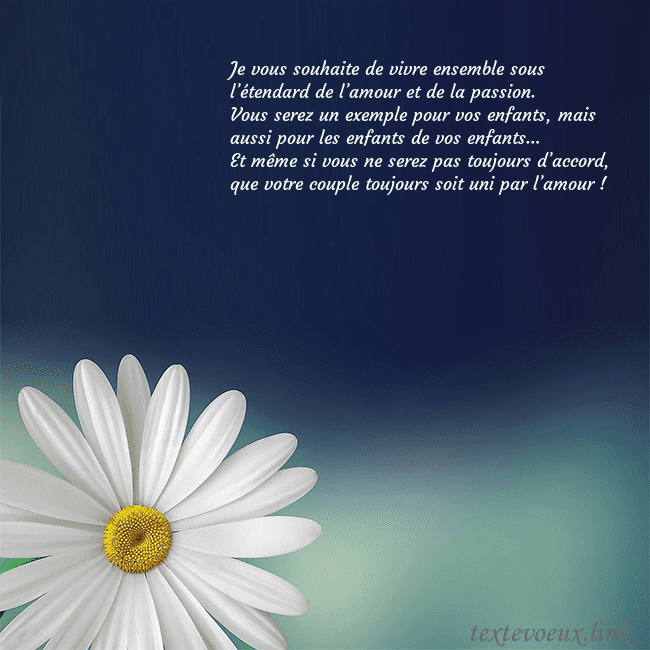 Carte postale avec une grande marguerite Je vous souhaite de vivre ensemble sous l’étendard Carte postale avec une grande marguerite