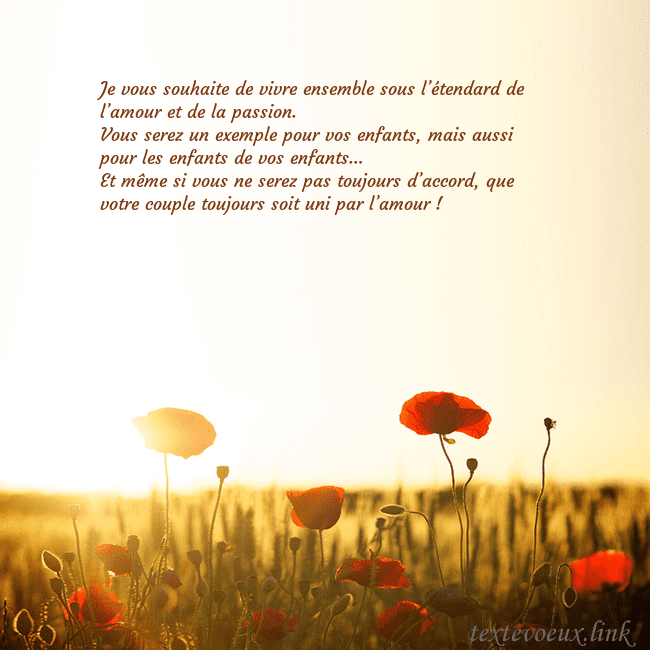 Carte postale électronique avec soleil et champ de coquelicots Je vous souhaite de vivre ensemble sous l’étendard Carte postale électronique avec soleil et champ de coquelicots