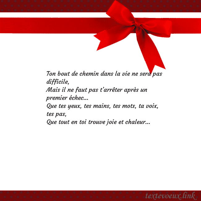 Carte de vœux avec ruban rouge