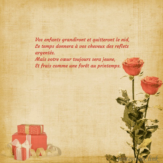 Carte de vœux avec roses et cadeaux Vos enfants grandiront et quitteront le nid,
Le te Carte de vœux avec roses et cadeaux