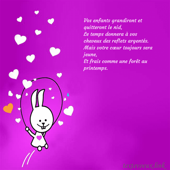 Carte de voeux avec un drôle de lapin Vos enfants grandiront et quitteront le nid,
Le te Carte de voeux avec un drôle de lapin