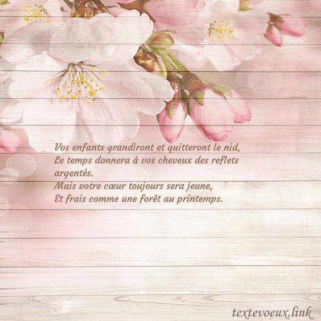 Carte de voeux avec des fleurs de pommier Vos enfants grandiront et quitteront le nid,
Le te Carte de voeux avec des fleurs de pommier