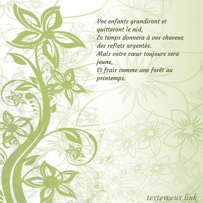 Carte de voeux avec des fleurs peintes en vert Vos enfants grandiront et quitteront le nid,
Le te Carte de voeux avec des fleurs peintes en vert
