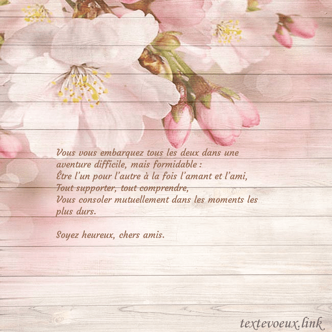 Carte de voeux avec des fleurs de pommier Vous vous embarquez tous les deux dans une aventur Carte de voeux avec des fleurs de pommier