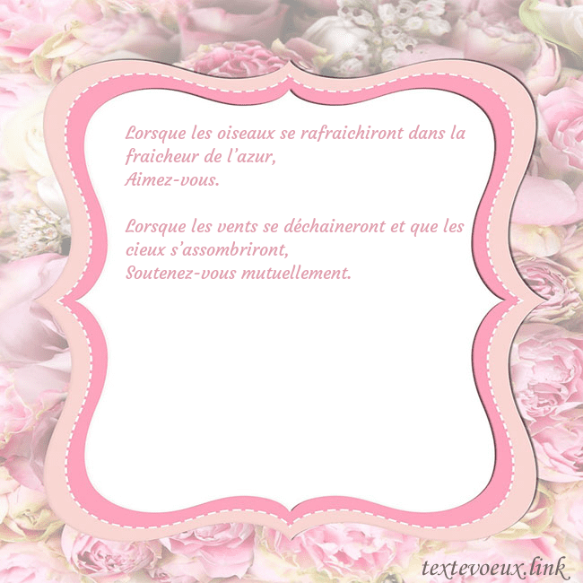 Carte de voeux - cadre rose Lorsque les oiseaux se rafraichiront dans la fraic Carte de voeux - cadre rose
