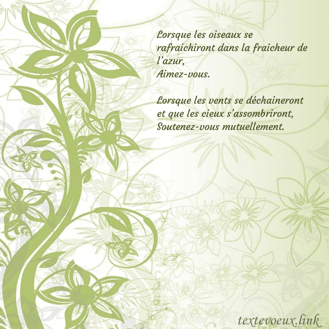 Carte de voeux avec des fleurs peintes en vert Lorsque les oiseaux se rafraichiront dans la fraic Carte de voeux avec des fleurs peintes en vert