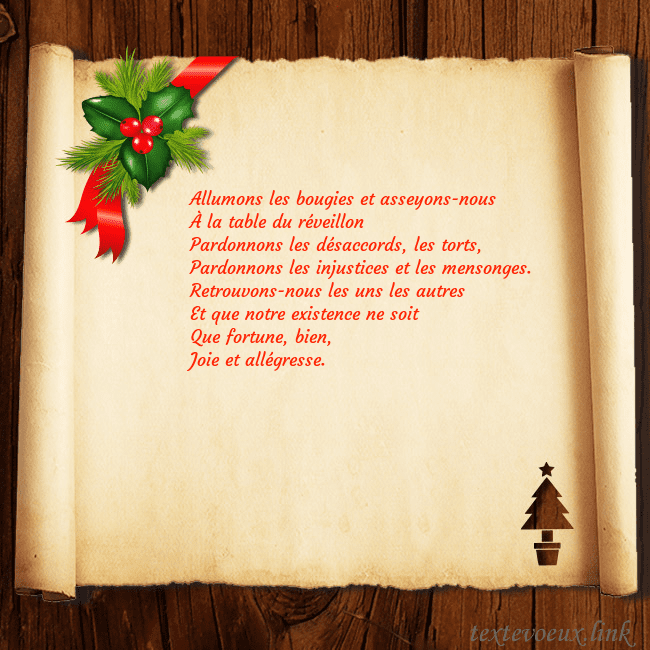 Carte postale du Nouvel An avec des baies et un arbre de Noël Allumons les bougies et asseyons-nous
À la table d Carte postale du Nouvel An avec des baies et un arbre de Noël