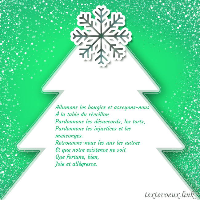 Carte postale avec un grand sapin de Noël blanc sur fond vert Allumons les bougies et asseyons-nous
À la table d Carte postale avec un grand sapin de Noël blanc sur fond vert