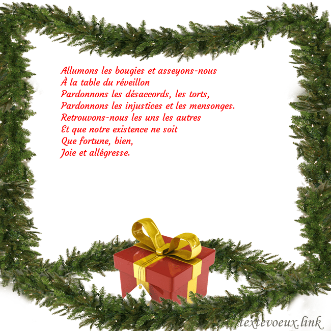 Carte postale avec des branches d'épinette et un cadeau Allumons les bougies et asseyons-nous
À la table d Carte postale avec des branches d'épinette et un cadeau