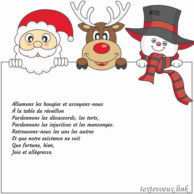 Carte de vœux avec le père Noël, le cerf et le bonhomme de neige Allumons les bougies et asseyons-nous
À la table d Carte de vœux avec le père Noël, le cerf et le bonhomme de neige
