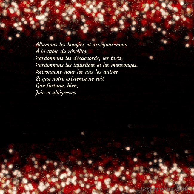 Carte postale animée clignotante noir et rouge Allumons les bougies et asseyons-nous
À la table d Carte postale animée clignotante noir et rouge