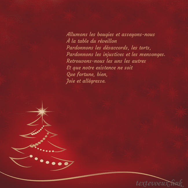 Carte de Noël rouge avec sapin de Noël doré