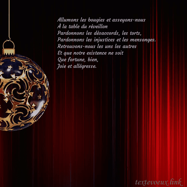 Carte de Noël rouge avec un luxueux jouet d'arbre de Noël Allumons les bougies et asseyons-nous
À la table d Carte de Noël rouge avec un luxueux jouet d'arbre de Noël