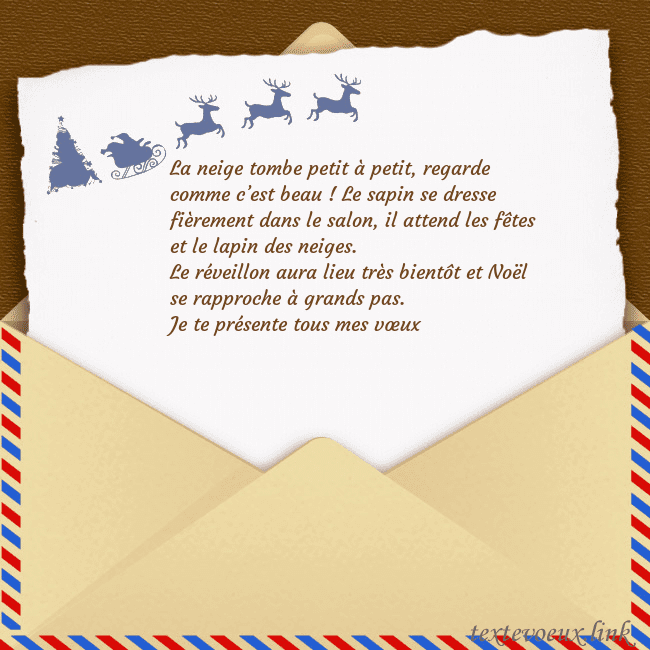 Carte postale avec enveloppe et cerf La neige tombe petit à petit, regarde comme c’est Carte postale avec enveloppe et cerf