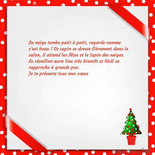 Carte postale avec arbre de Noël dans un pot La neige tombe petit à petit, regarde comme c’est Carte postale avec arbre de Noël dans un pot