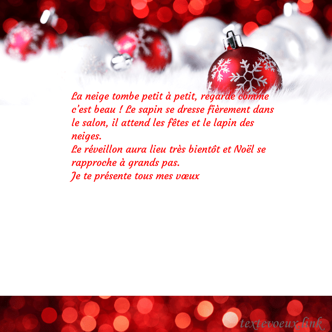 Carte de vœux avec des jouets de Noël rouges La neige tombe petit à petit, regarde comme c’est Carte de vœux avec des jouets de Noël rouges