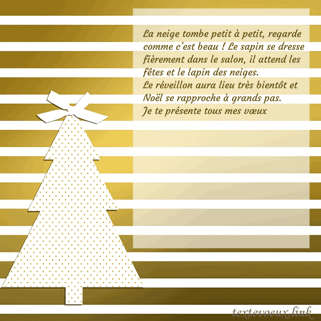 Carte postale étincelante d'or avec sapin de Noël La neige tombe petit à petit, regarde comme c’est Carte postale étincelante d'or avec sapin de Noël