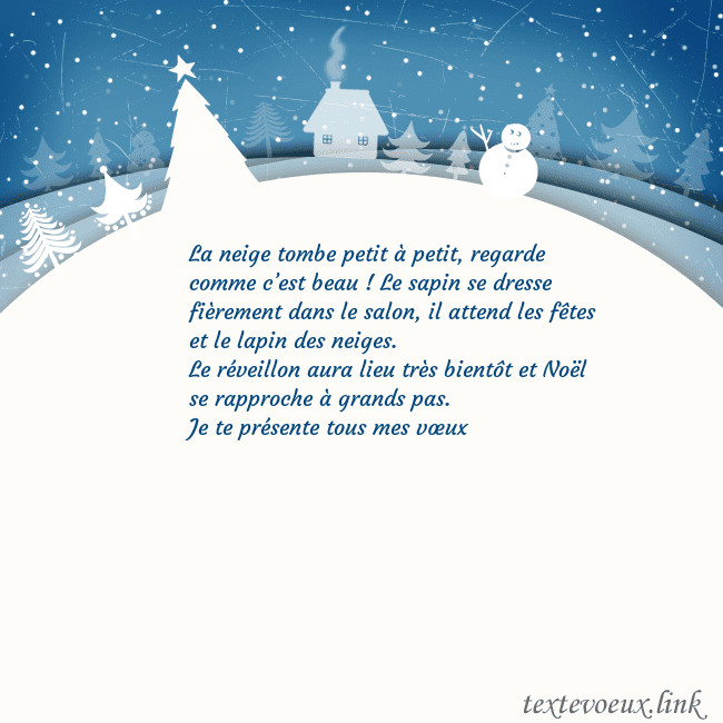 Carte de vœux avec ville blanche La neige tombe petit à petit, regarde comme c’est Carte de vœux avec ville blanche