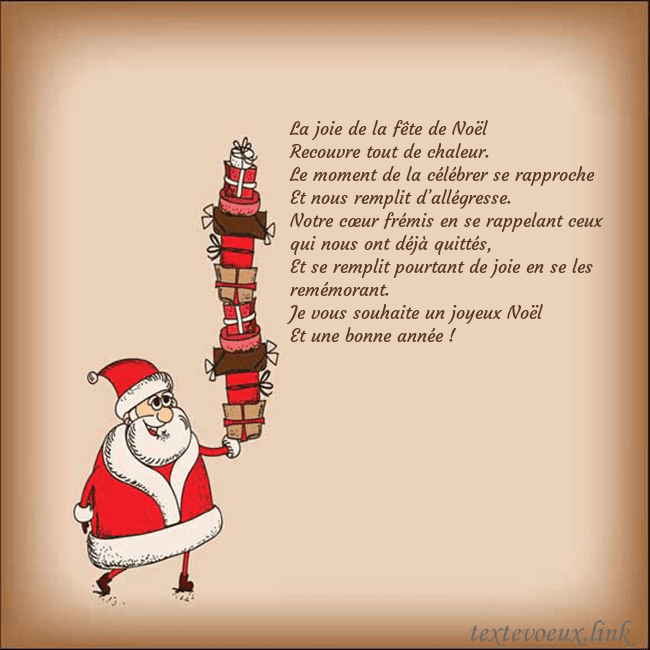 Carte de vœux avec le Père Noël et les cadeaux La joie de la fête de Noël
Recouvre tout de chale Carte de vœux avec le Père Noël et les cadeaux