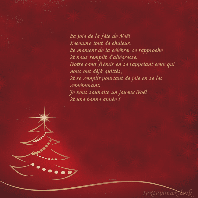 Carte de Noël rouge avec sapin de Noël doré
