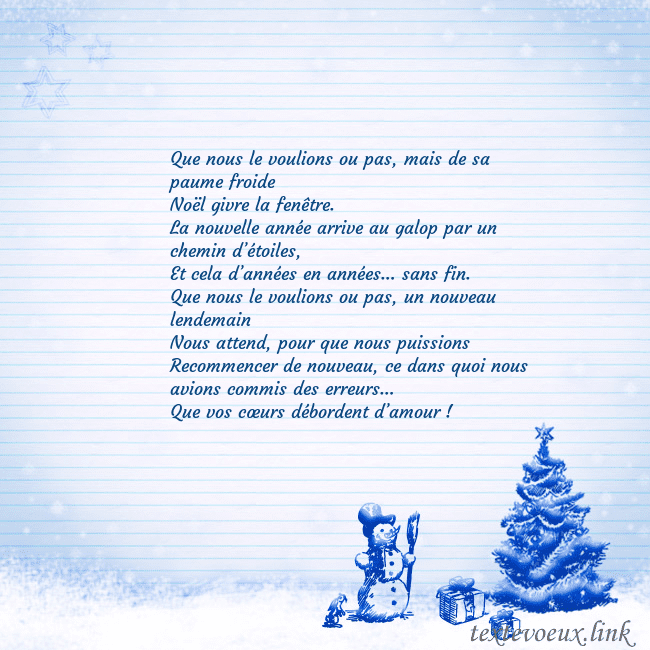 Carte postale du Nouvel An avec un arbre de Noël bleu et un bonhomme de neige Que nous le voulions ou pas, mais de sa paume froi Carte postale du Nouvel An avec un arbre de Noël bleu et un bonhomme de neige