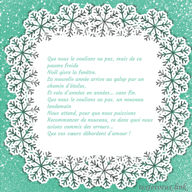 Carte de vœux avec des flocons de neige Que nous le voulions ou pas, mais de sa paume froi Carte de vœux avec des flocons de neige