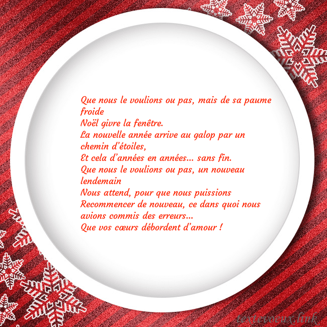 Carte de vœux avec un cadre rouge Que nous le voulions ou pas, mais de sa paume froi Carte de vœux avec un cadre rouge