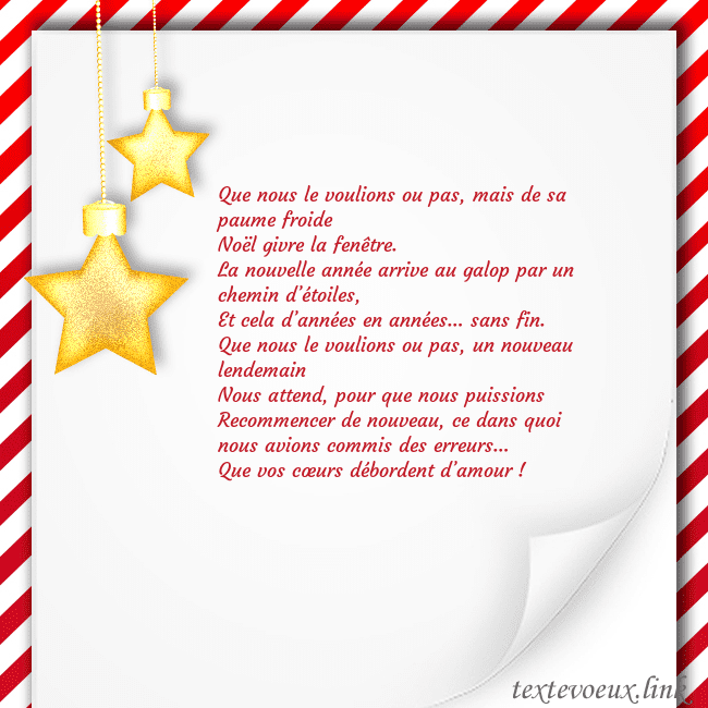 Carte de Noël avec des étoiles d'or Que nous le voulions ou pas, mais de sa paume froi Carte de Noël avec des étoiles d'or