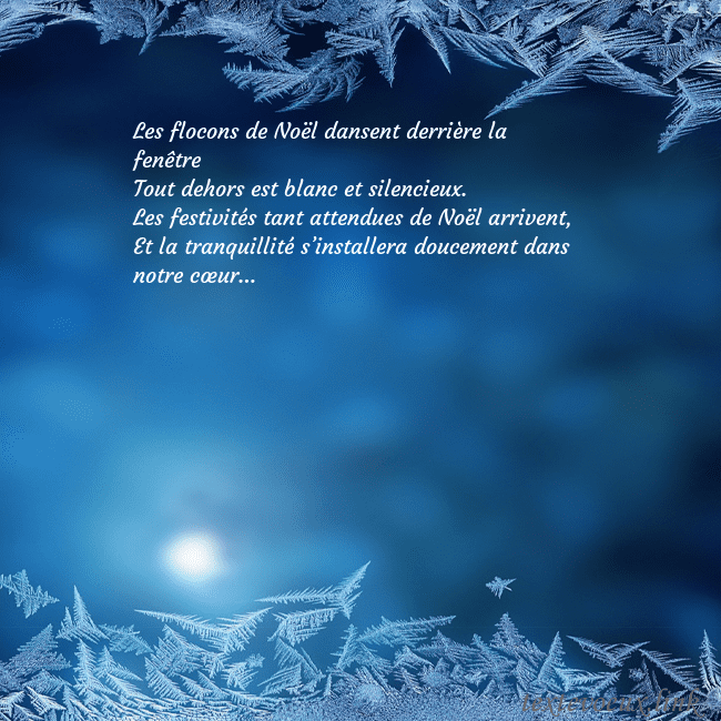 Carte de vœux avec du givre Les flocons de Noël dansent derrière la fenêtre
To Carte de vœux avec du givre